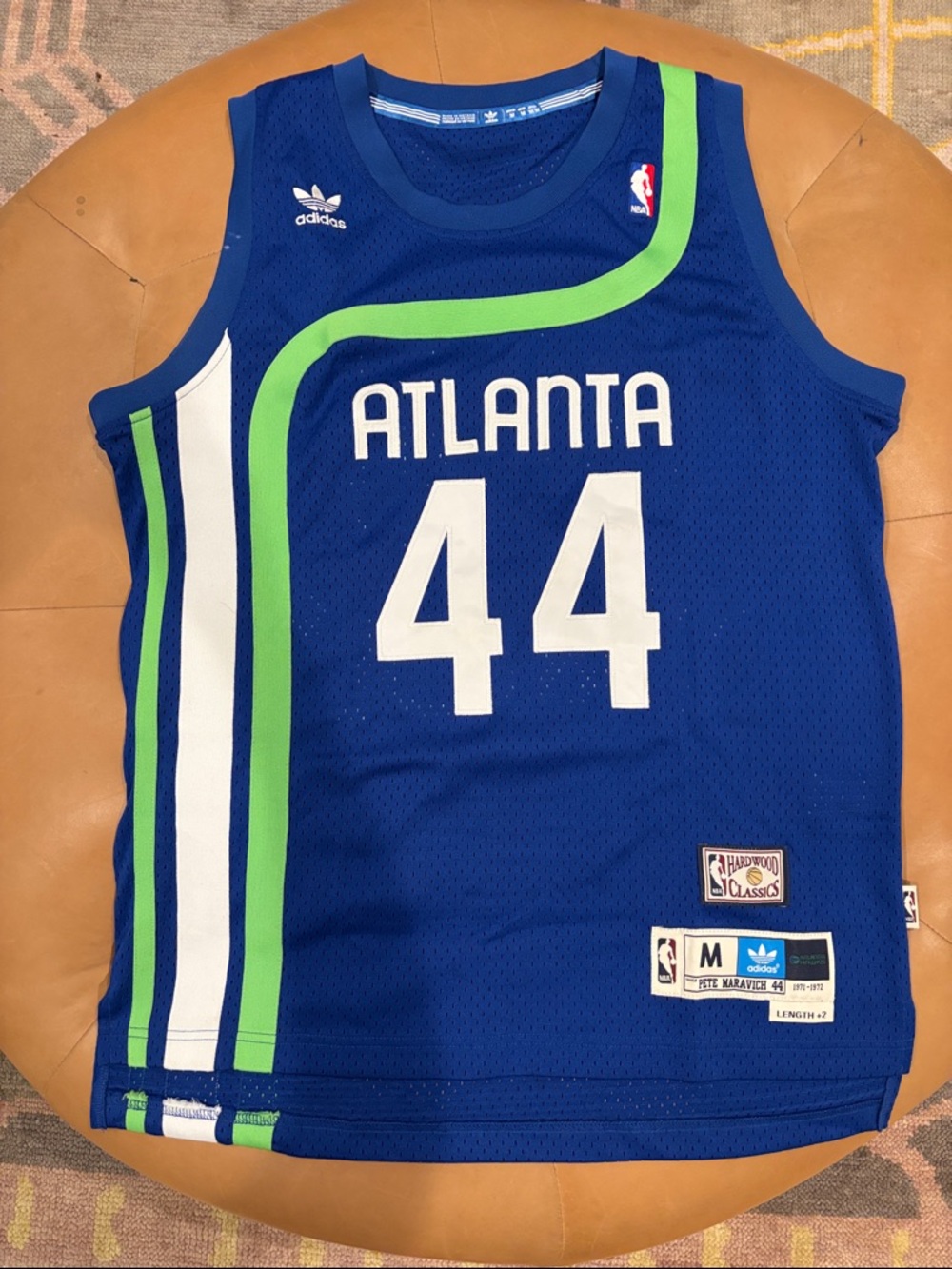 Adidas Pete Maravich #44. Men's blue jersey. Stitched jersey